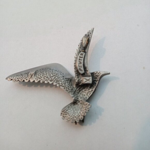Vintage Pewter Pendant Stainless Steel Seagull Bird - Picture 2 of 5